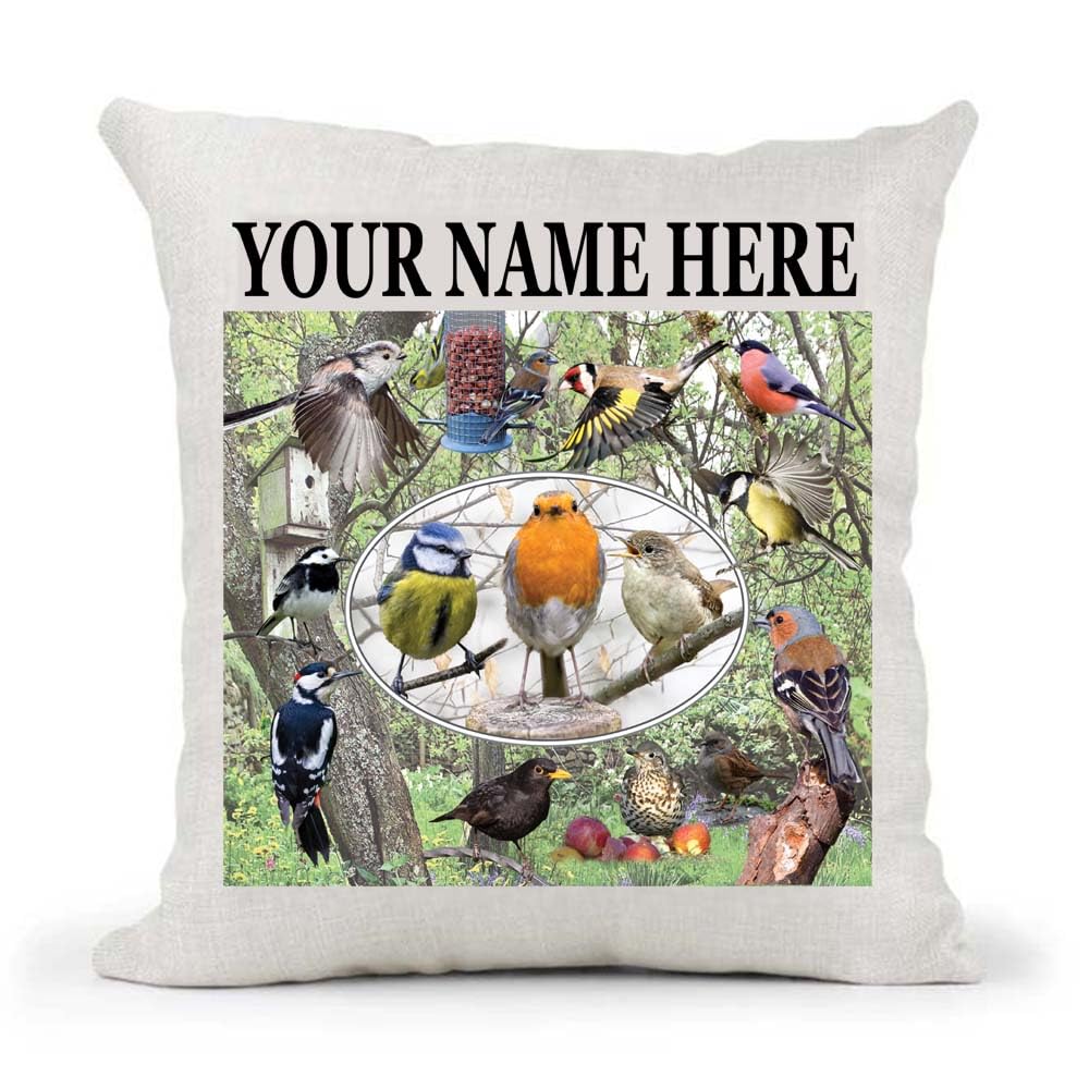 British Garden Birds Bird Watching Nature Personalised Country Canvas Style Cushion Cover Gift