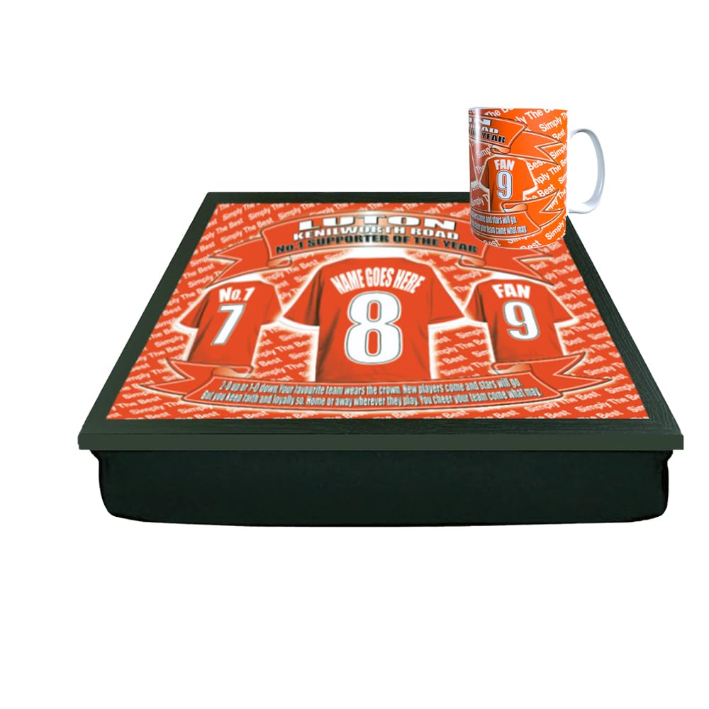 Luton Personalised Football Shirt Lap Tray And Mug Gift Set
