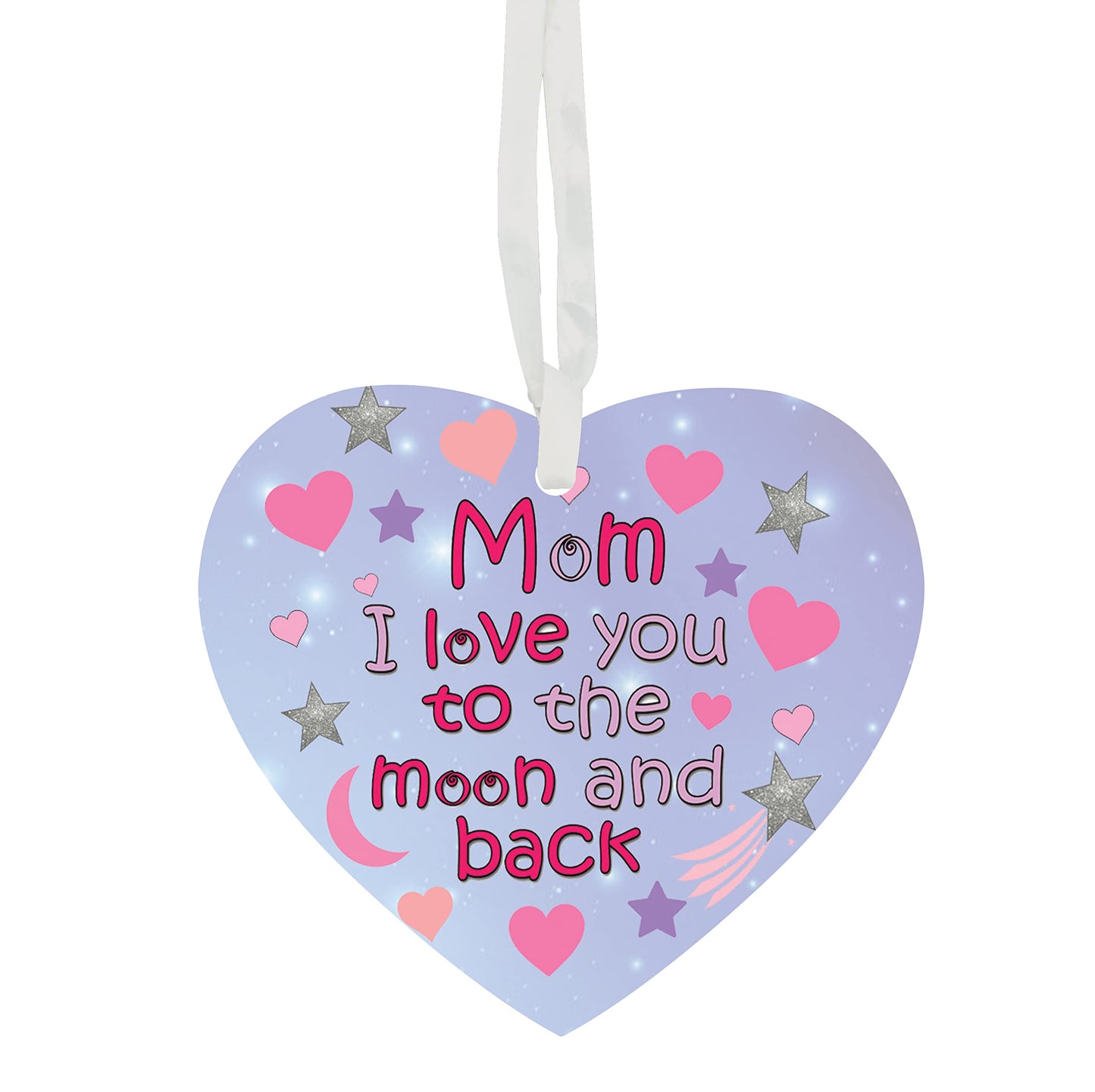 Mom I Love You To The Moon & Back Hanging Heart Ceramic Keepsake Gift (More Relative Options Are Also Available)