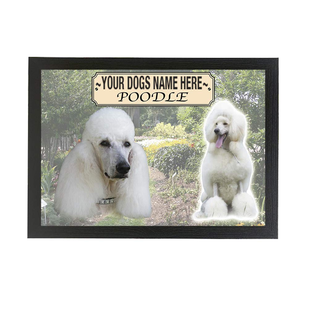 White Poodle Personalised Dog Breed Gift Lap Tray
