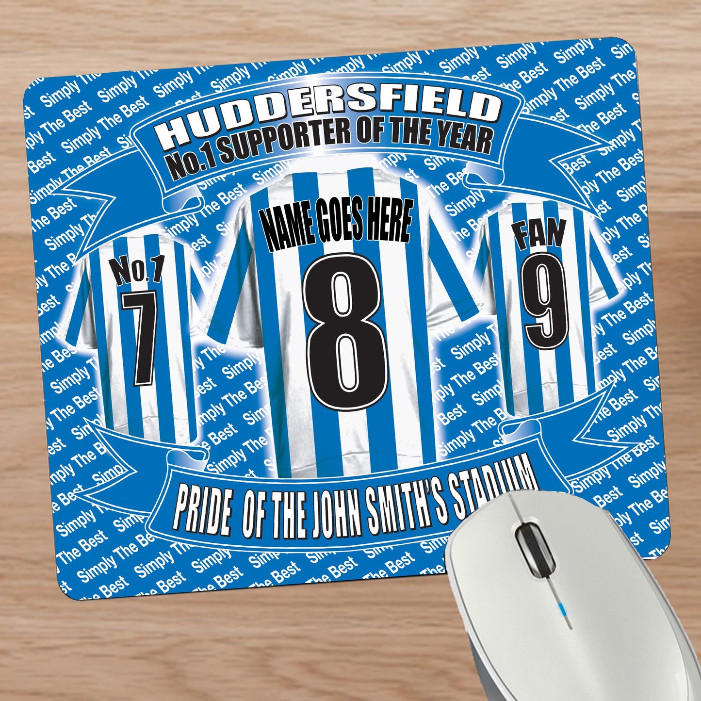 Huddersfield Football Shirt Personalised Mouse Mat Gift