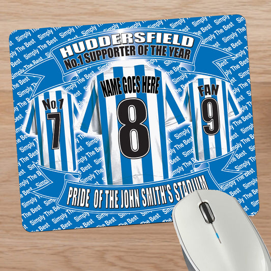 Huddersfield Football Shirt Personalised Mouse Mat Gift