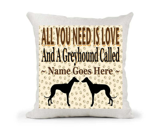 All You Need Is Love And A Greyhound Personalised Country Canvas Style Cushion Cover Gift