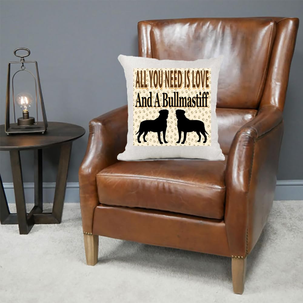 All You Need Is Love And A Bullmastiff Country Canvas Style Cushion Cover Gift