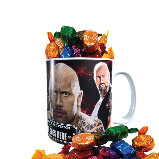 Dwayne Johnson Celebrity Icon Personalised Mug with Choice of Sweets Gift