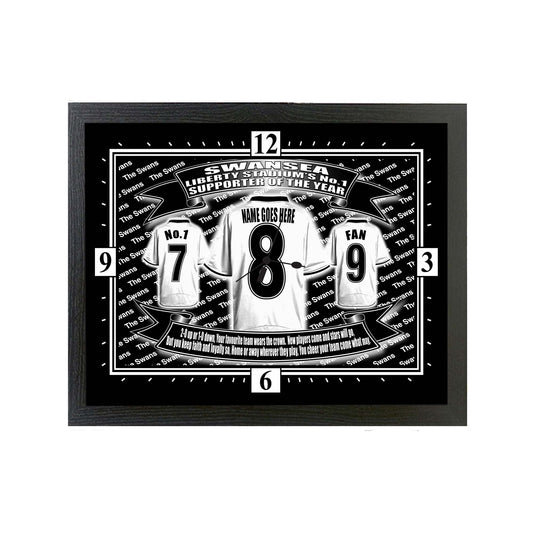 Swansea Football Shirt Personalised Clock Gift Present