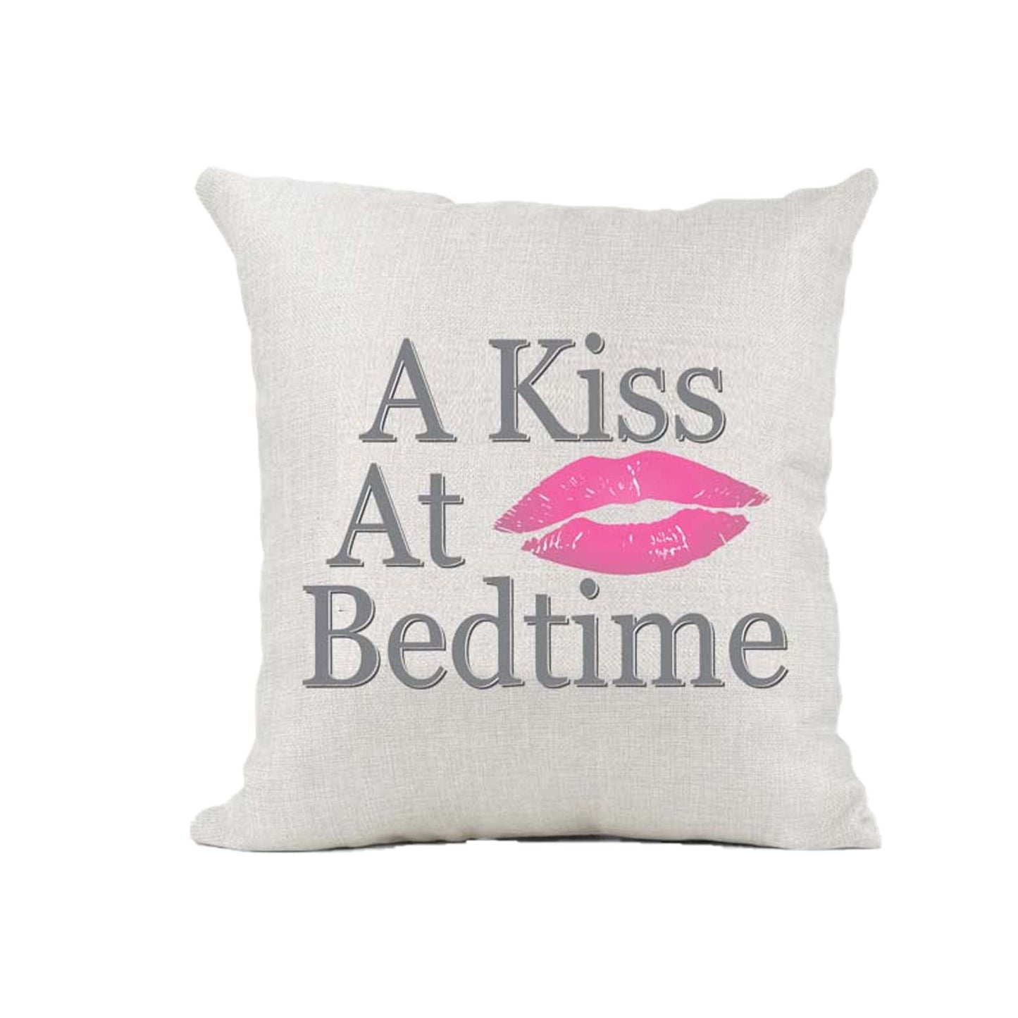 A Kiss At Bedtime Naturally Woven Linen Style Cushion Cover Pillow Gift
