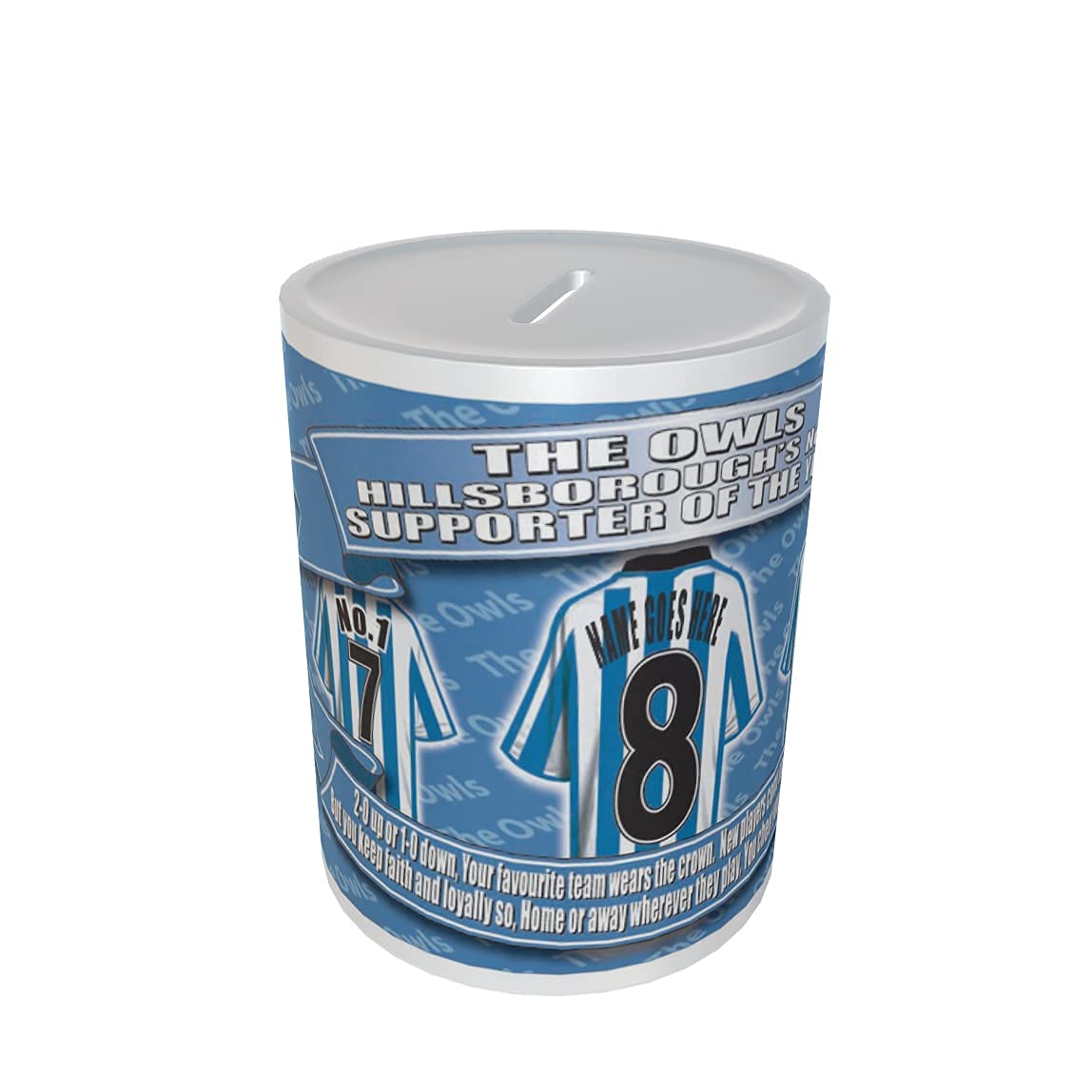 Sheff Wednesday Football Shirt Personalised Ceramic Money Box Gift
