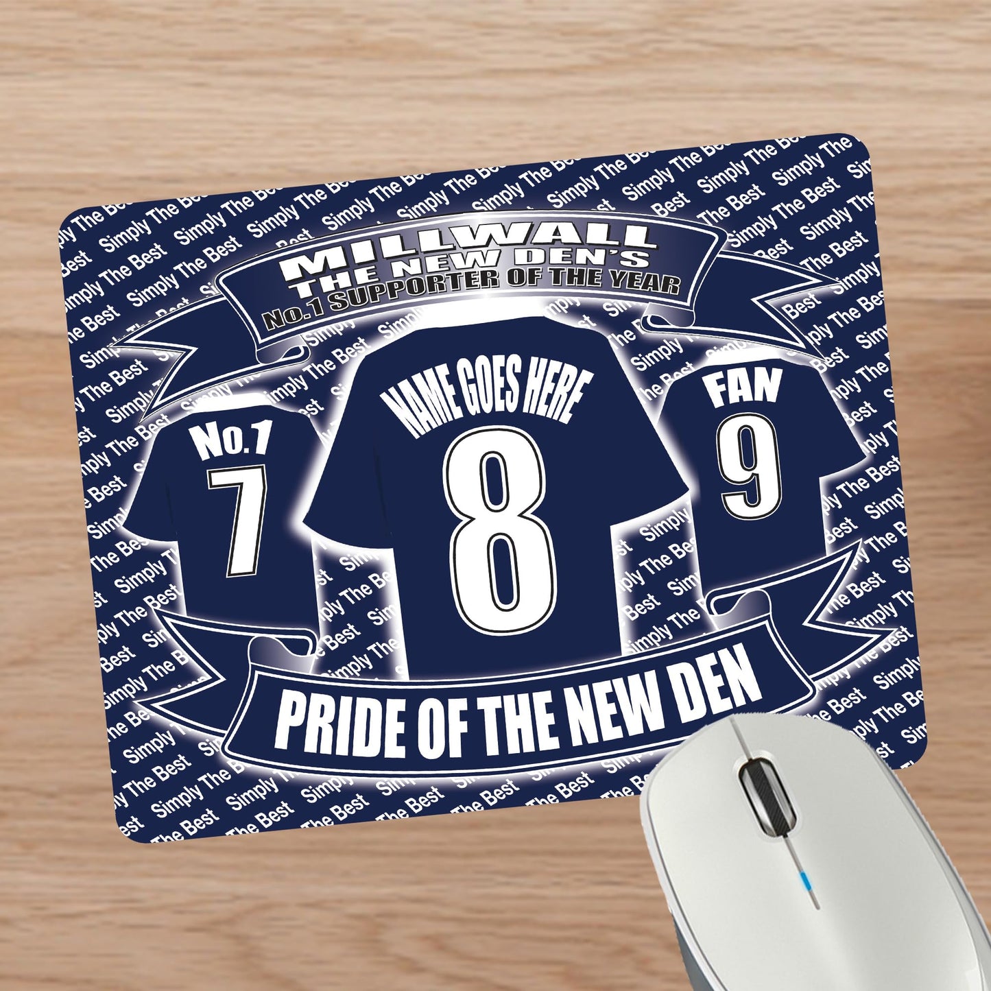 Millwall Football Shirt Personalised Mouse Mat Gift