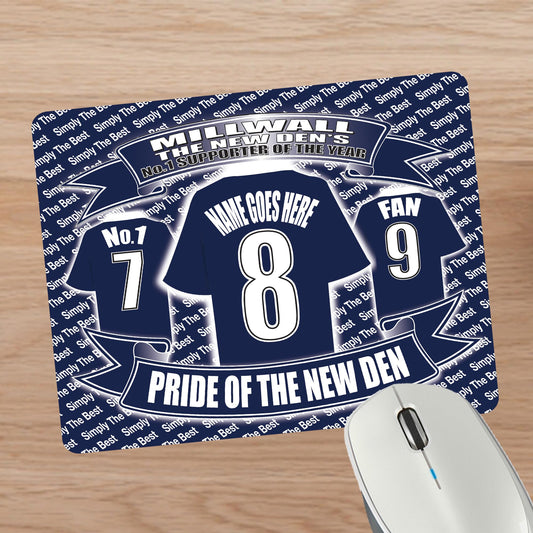 Millwall Football Shirt Personalised Mouse Mat Gift
