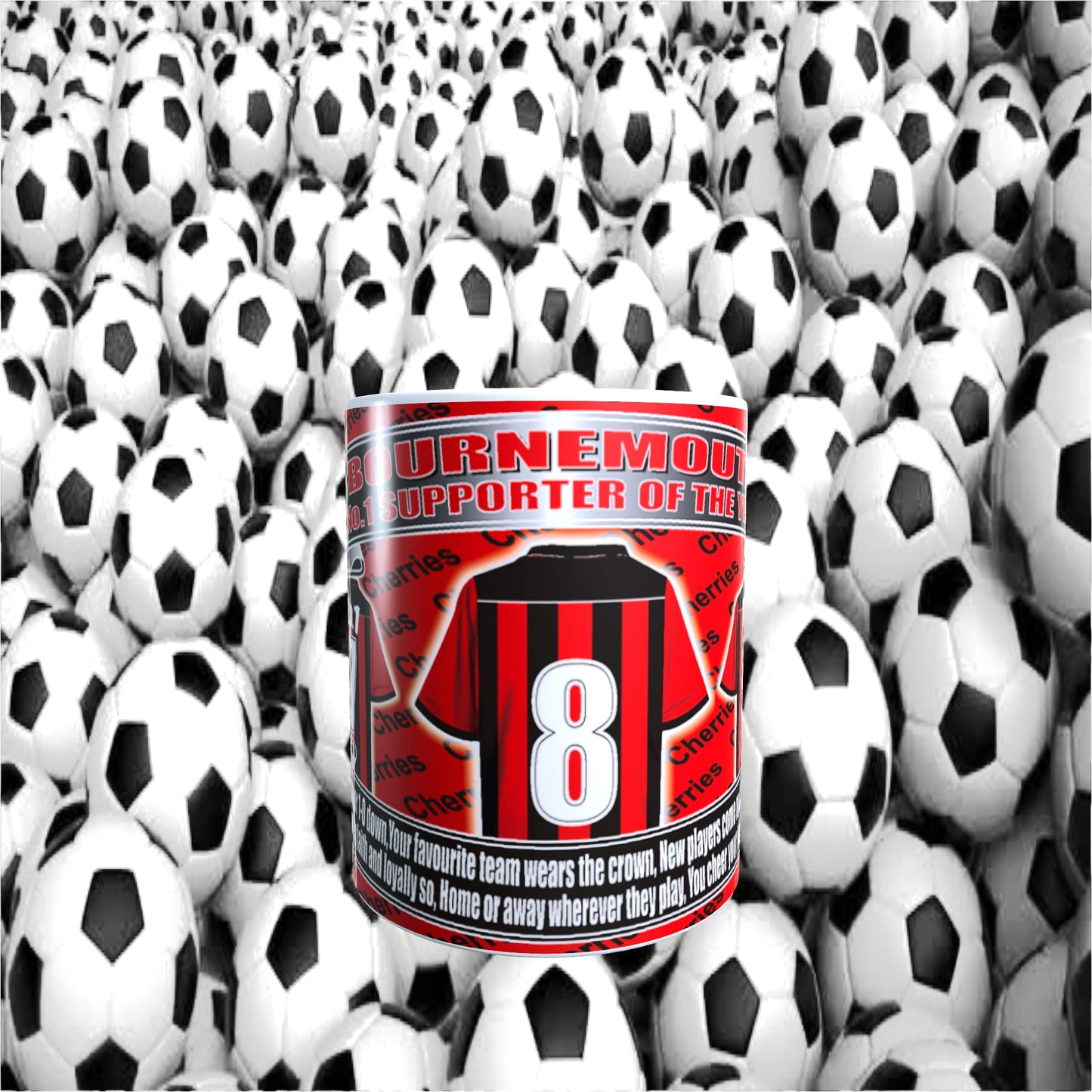 Bournemouth Football Team Shirt Mug Gift with Chocolate Footballs
