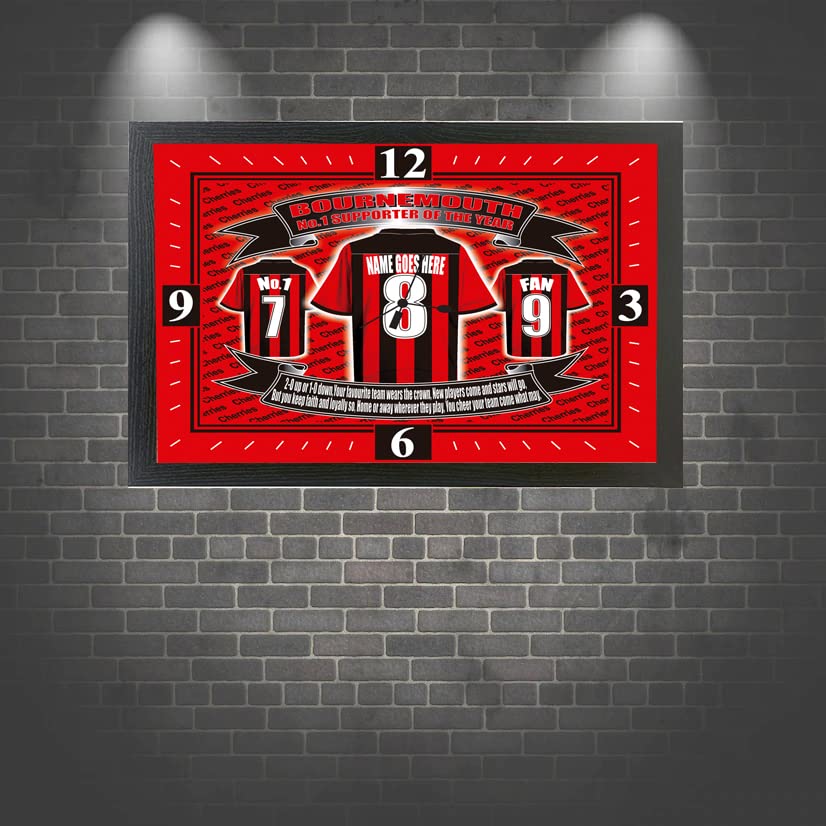 Bournemouth Football Shirt Clock Personalised Gift Present