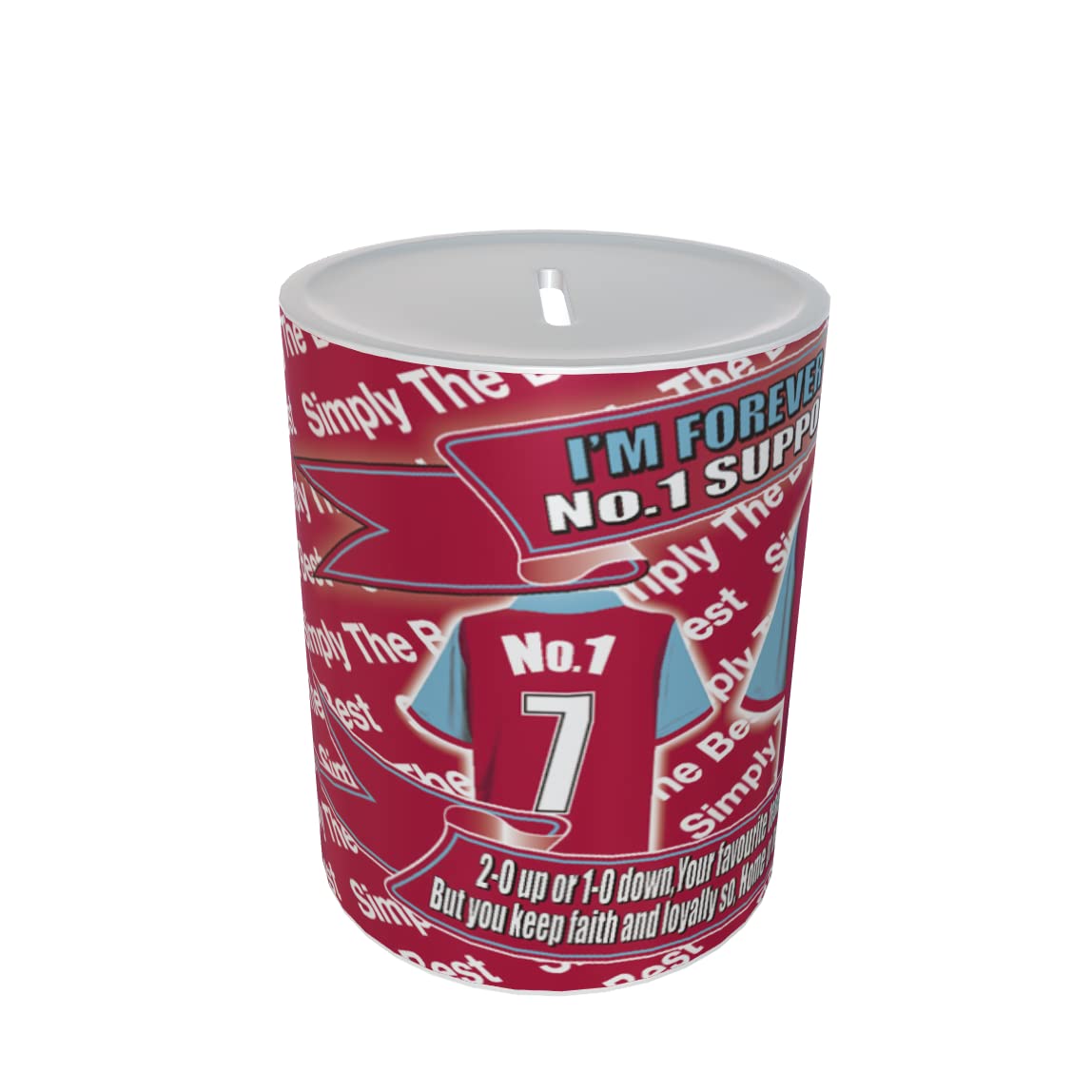 West H Utd Football Shirt Personalised Ceramic Money Box Gift, Multicoloured, One Size