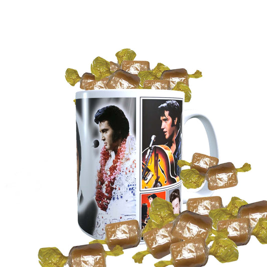Presley King of Rock n Roll Celebrity Music Icon Mug with Choice of Sweets Gift
