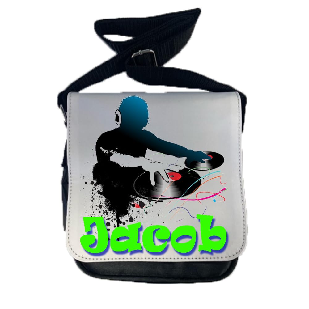 Kids Childrens Personalised DJ Mixing Decks School Messenger Bag