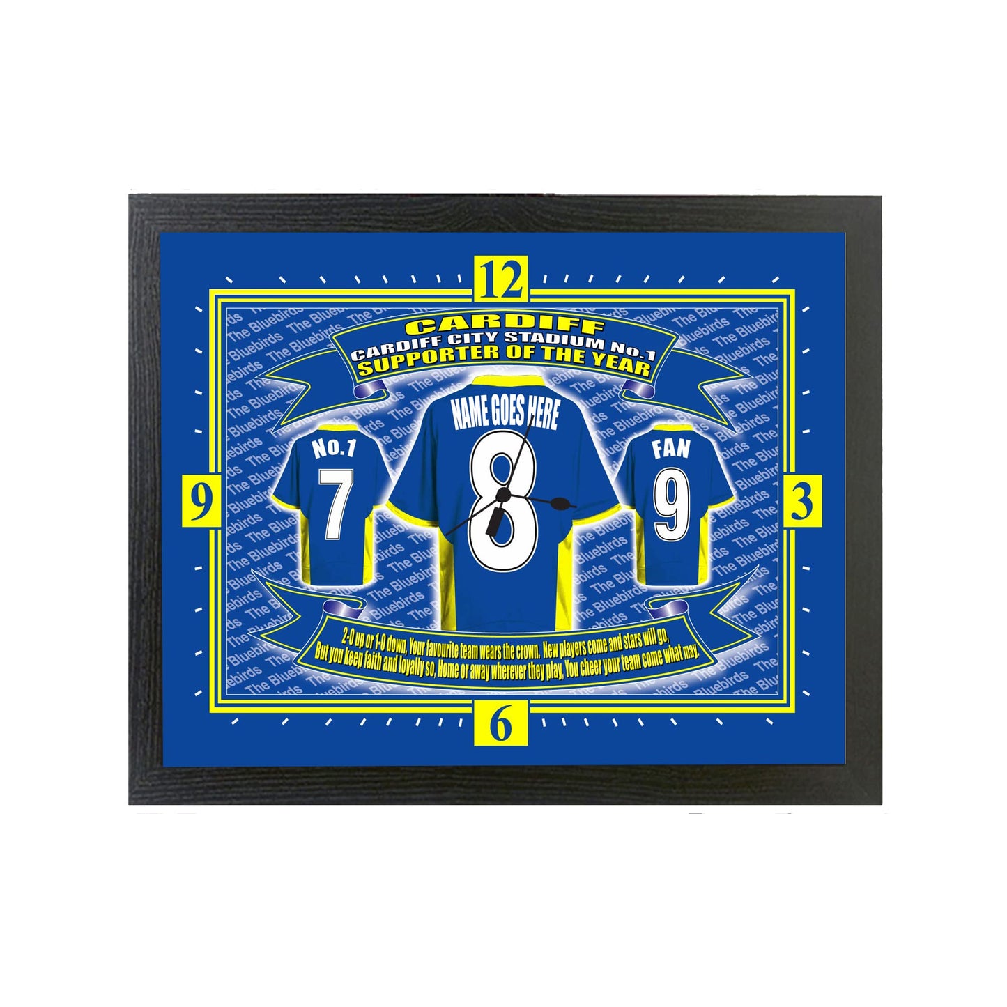 Cardiff Football Shirt Personalised Clock Gift Present
