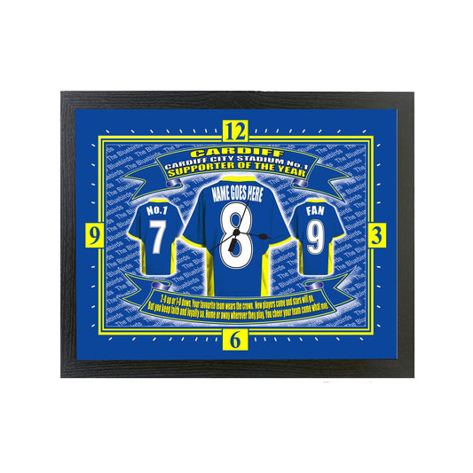 Cardiff Football Shirt Personalised Clock Gift Present