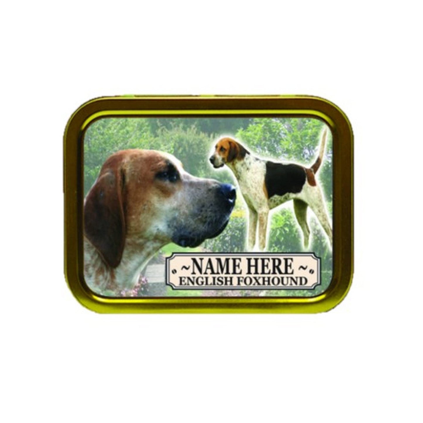 English Foxhound Dog Breed Personalised Tobacco Tin & Products Gift Set