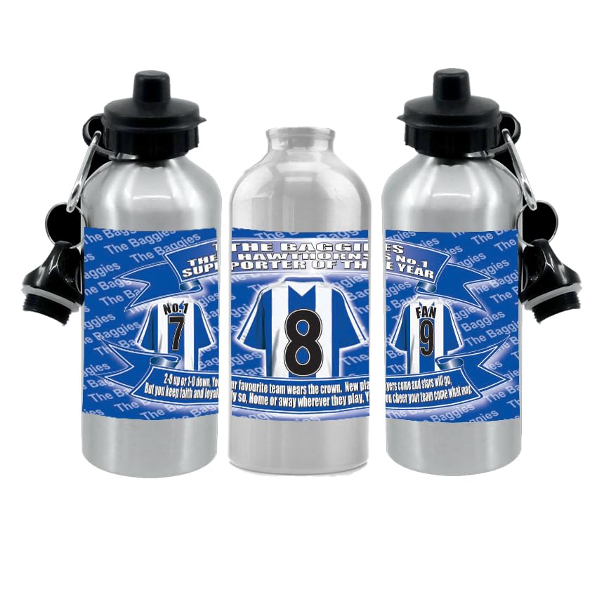 West Brom Football Shirt Silver Aluminium Two Lid Unisex Water Bottle Gift