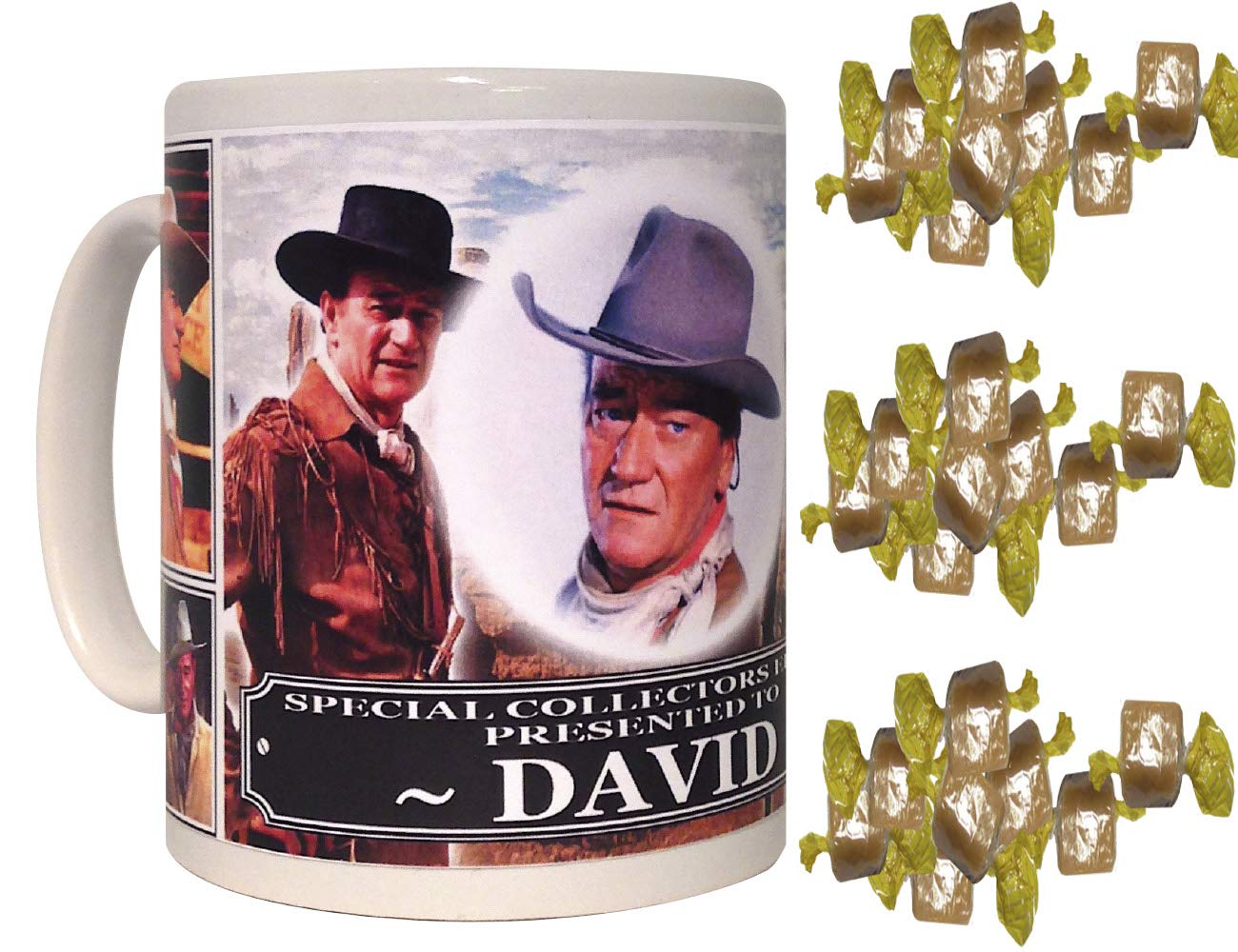 John Wayne Personalised Icon Gift Mug with Sweets