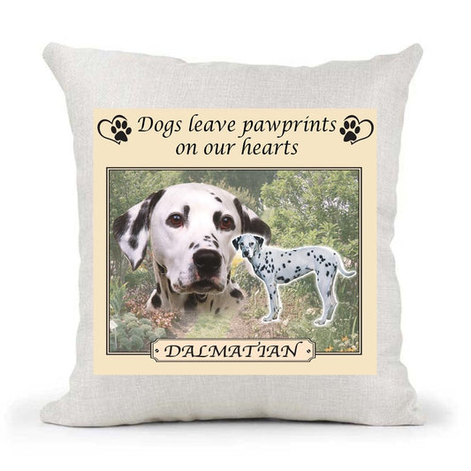 Dalmatian Dogs Leave Pawprints on our Hearts Country Canvas Style Cushion Cover Gift