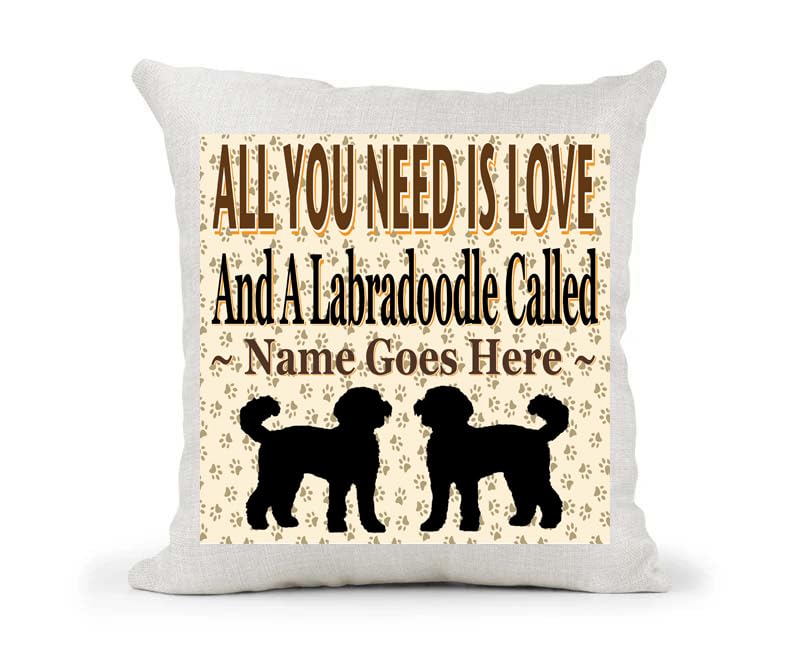 All You Need Is Love And A Personalised Labradoodle Country Canvas Style Cushion Cover Gift