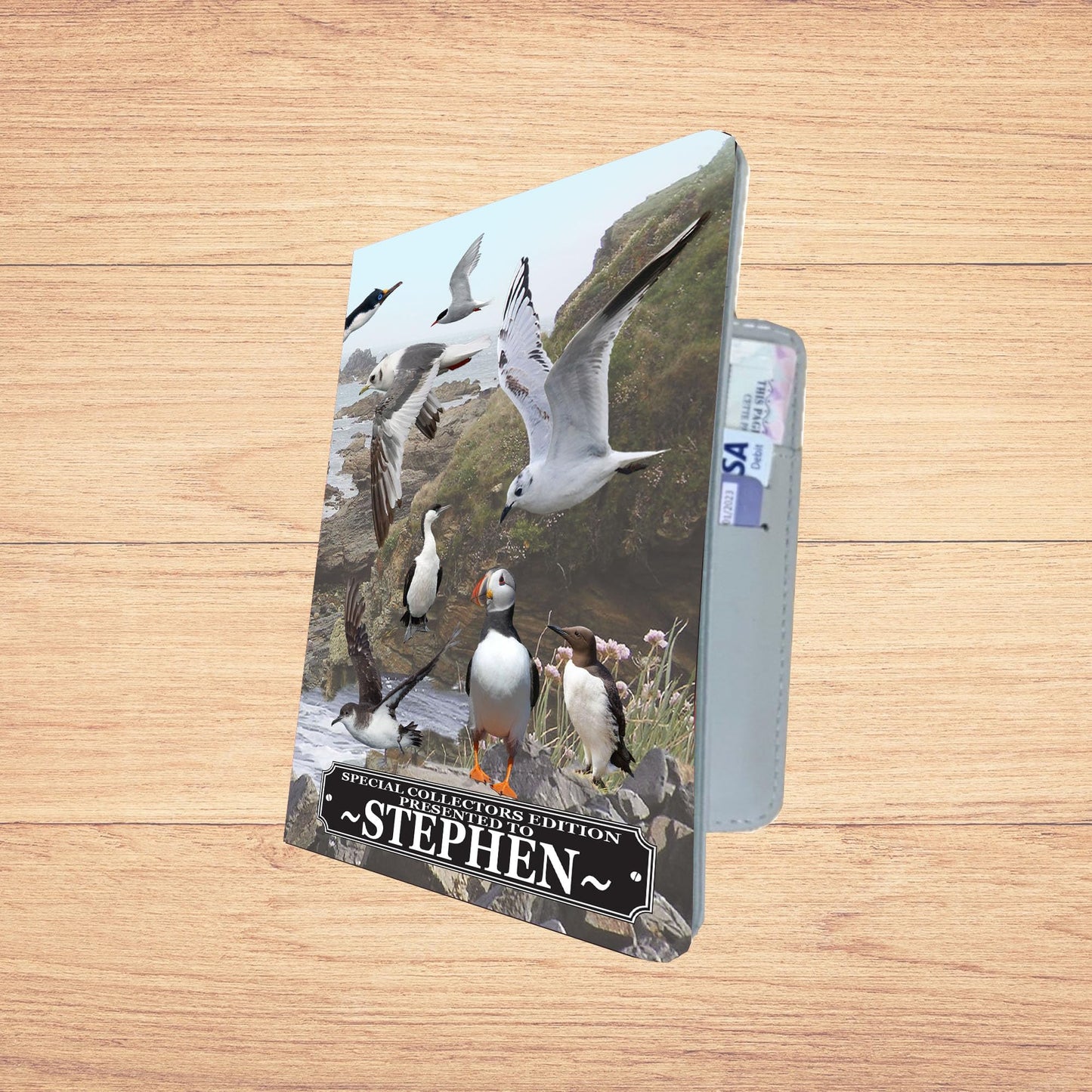 Coastal Birds Personalised Passport Case Holder Gift