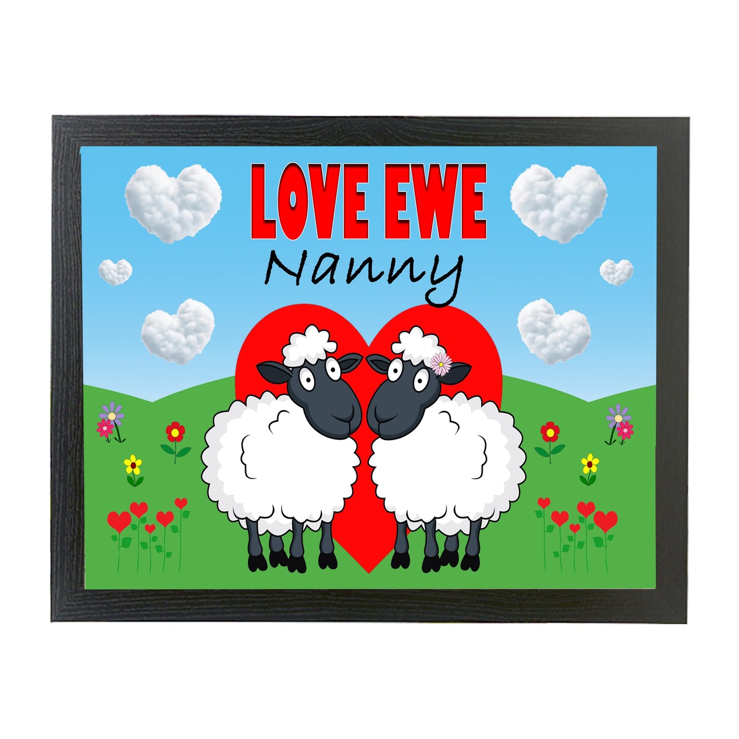 Love Ewe Two Female Personalised Cute Sheep Cushioned Lap Tray Gift Present