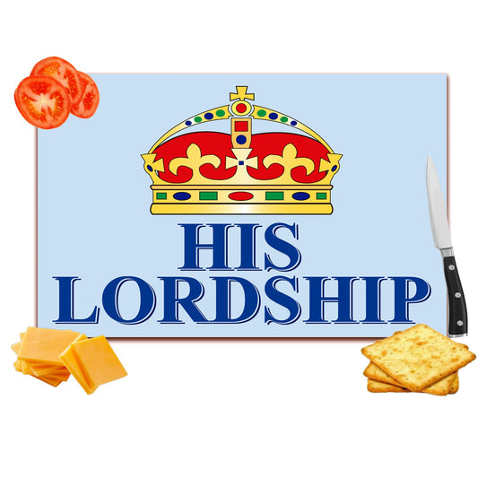 His Lordship Toughened Glass Heat Resistant Worktop Saver Cutting and Chopping Board Gift