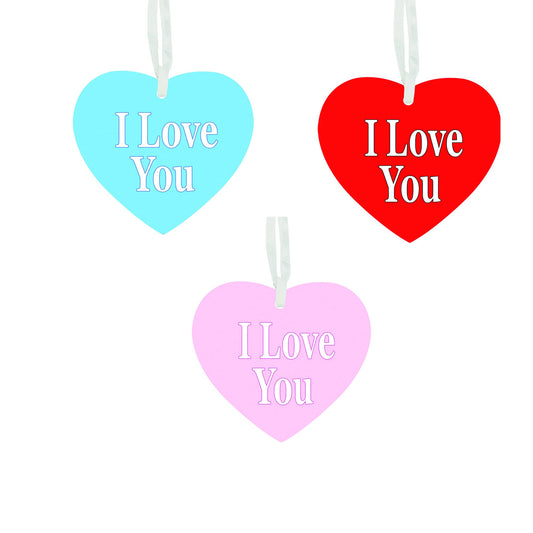 I Love You Ceramic Heart for Any Occasion Valentine's Day Hanging Keepsake Gift For Him Or Her Available In Red, Pink And Blue