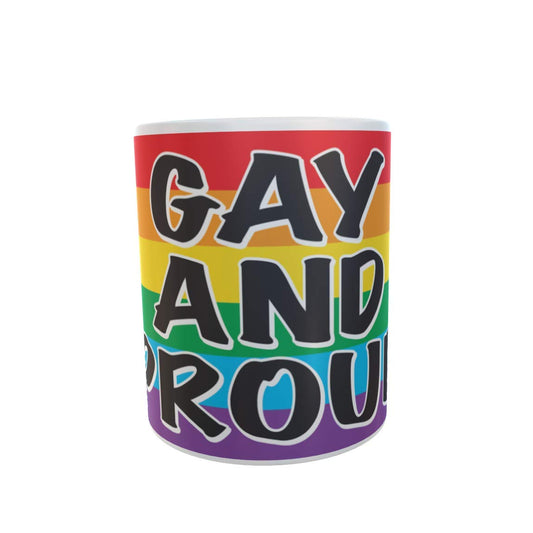 Gay and Proud Rainbow Stripe Ceramic Gift Mug