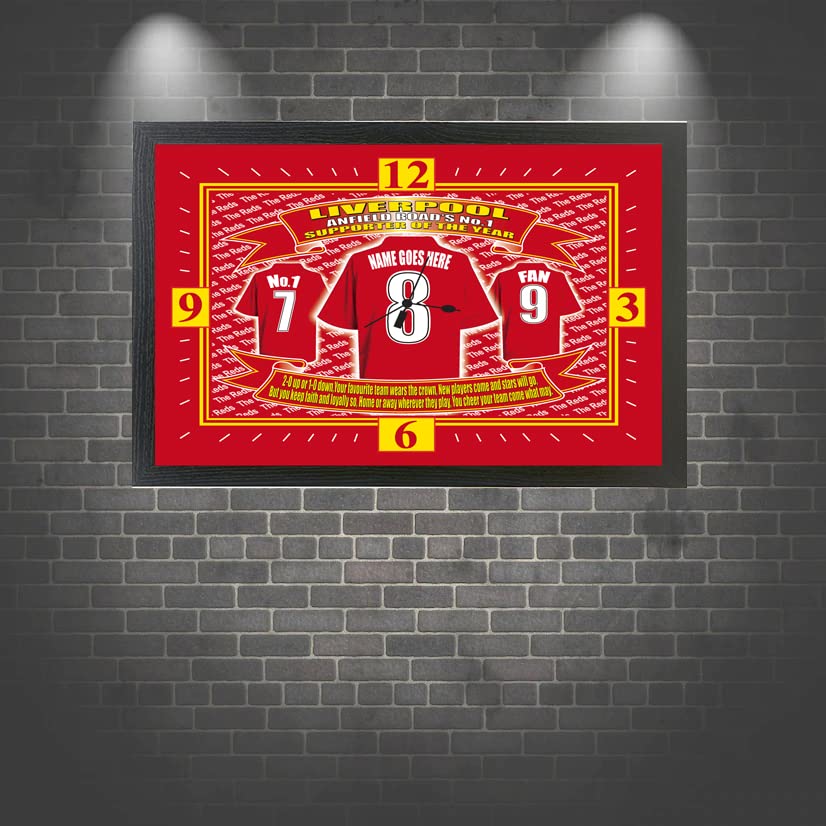 Liverpool Personalised Football Shirt Clock Gift Present, Red, White, M