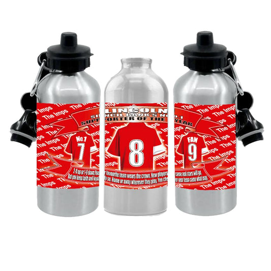 Lincoln Football Shirt Silver Aluminium Two Lid Unisex Water Bottle Gift