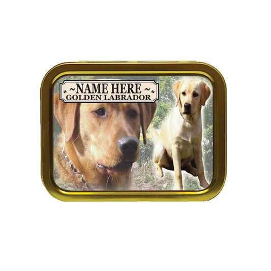 Golden Labrador Dog Breed Personalised Tobacco Tin & Products Gift Set