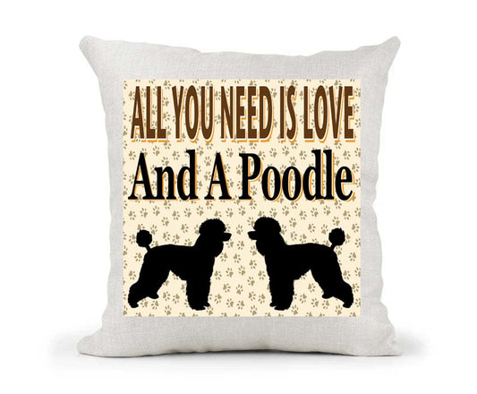 All You Need Is Love And A Poodle Country Canvas Style Cushion Cover Gift