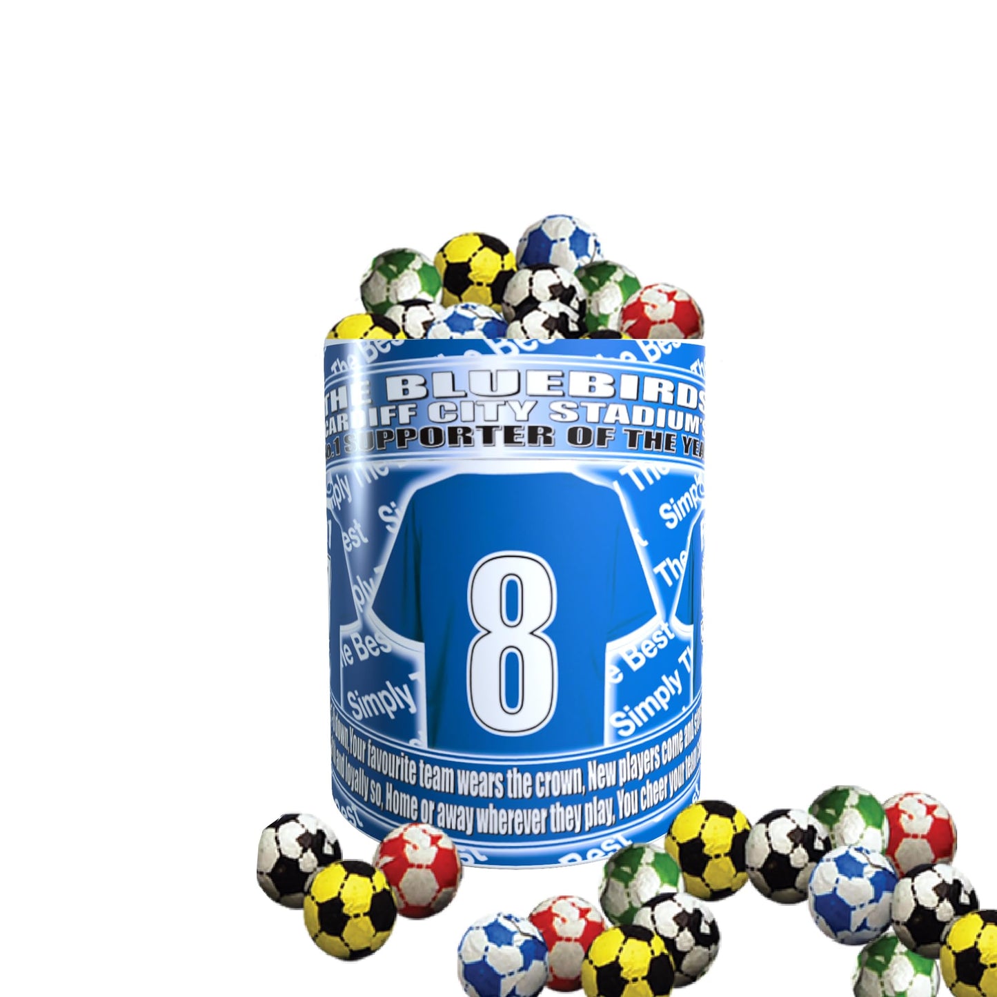 Cardiff Football Team Shirt Mug Gift with Chocolate Footballs