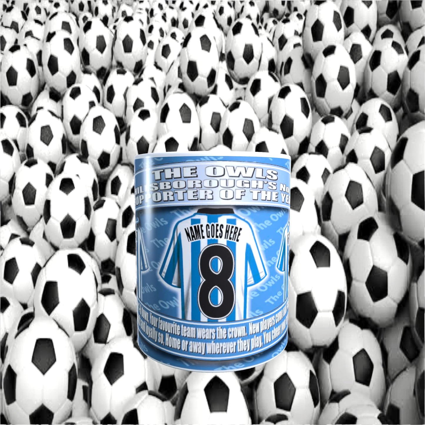 Sheff Wed Personalised Football Team Shirt Mug Gift with Chocolate Footballs