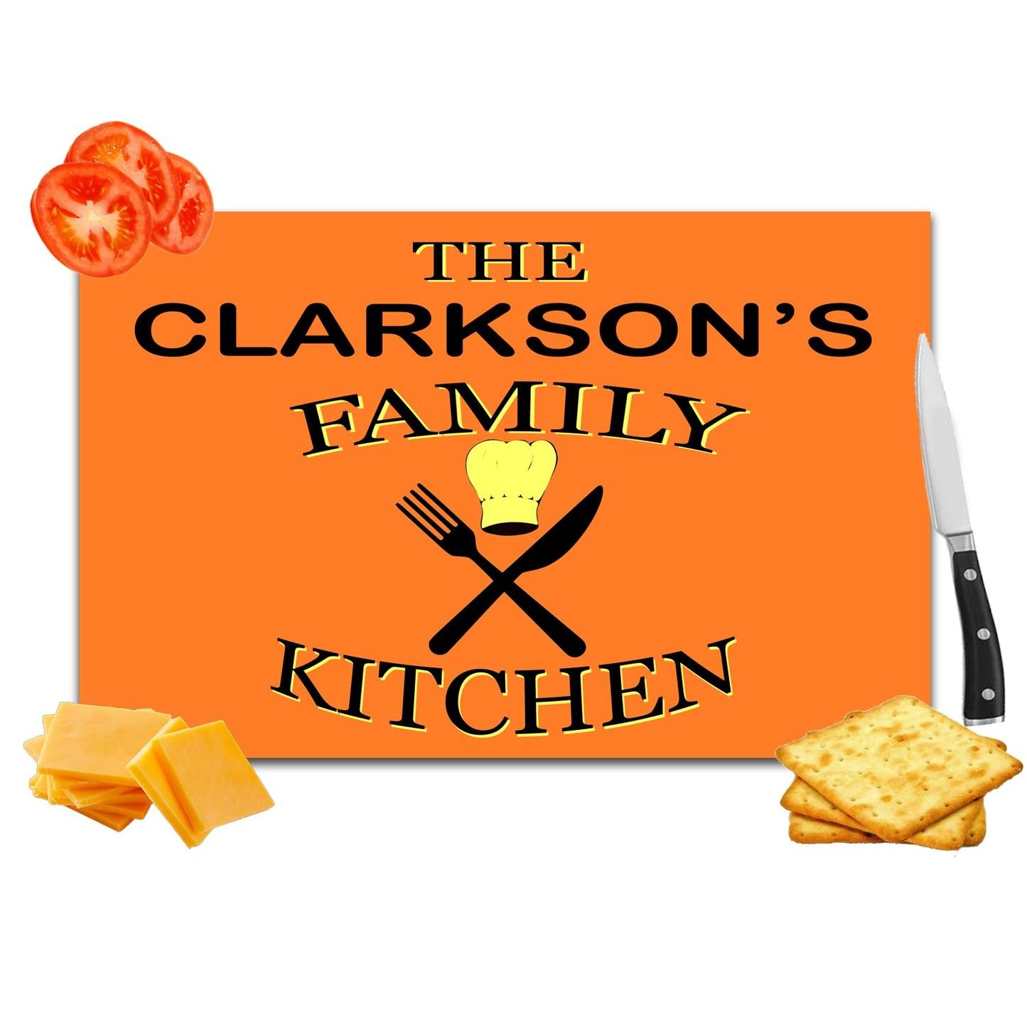 Family Kitchen Personalised Toughened Glass Heat Resistant Worktop Saver Cutting and Chopping Board Gift