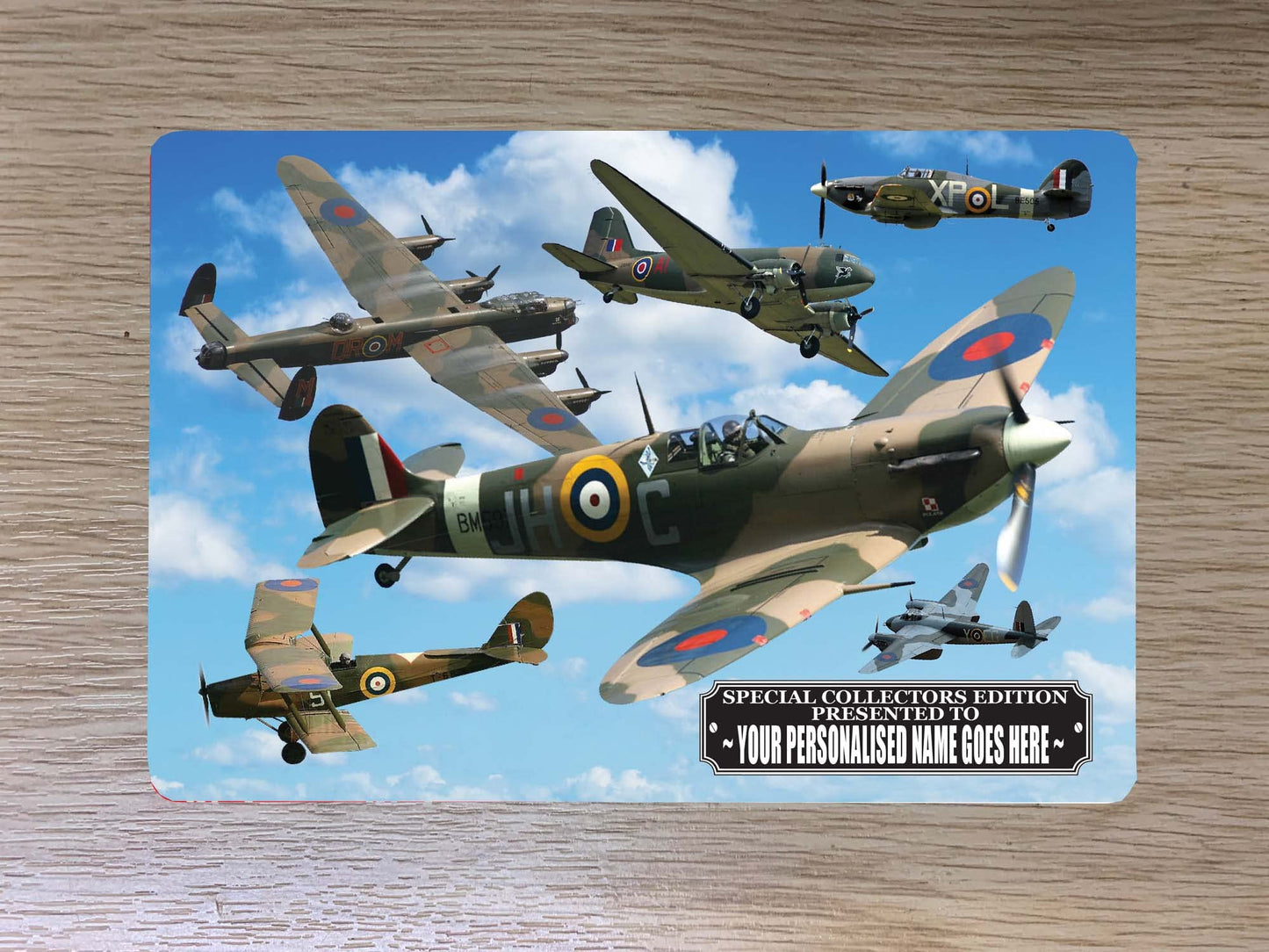 VE Day Battle of Britain WWII Iconic War Planes Spitfire Lancaster Personalised Travel Passport Case Holder Gift