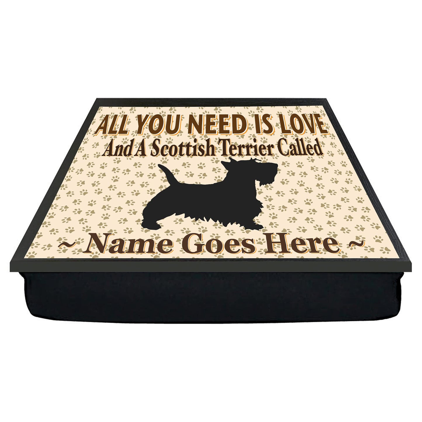 All You Need Is Love Scottish Terrier Personalised Dog Breed Cushion Lap Tray Bean Bag Gift