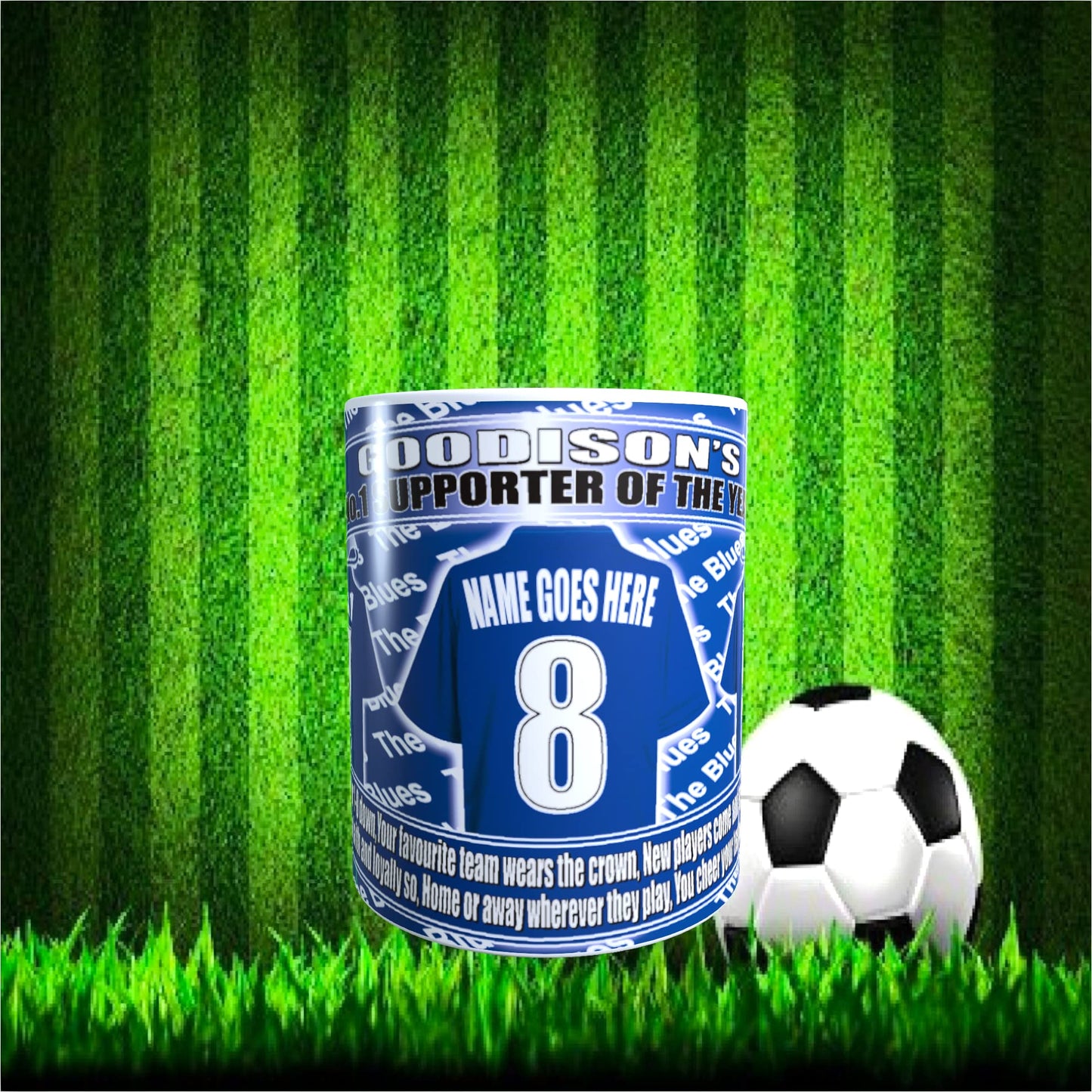 The People's Club Football Team Shirt Personalised Mug Gift with Chocolate Footballs