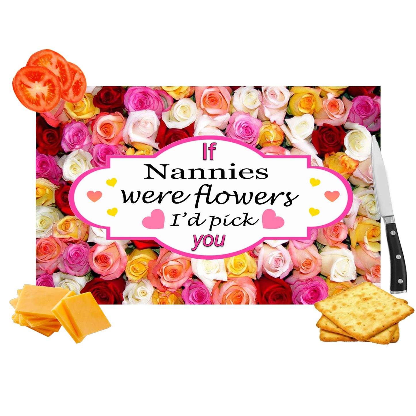 If You were A Flower I’d Pick You Rose Design Family & Friends Relative Toughened Glass Heat Resistant Worktop Saver Cutting and Chopping Board Gift