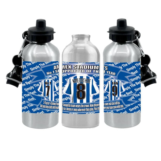 Seagulls Bright(on) Personalised Football Shirt Silver Aluminium Two Lid Unisex Water Bottle Gift