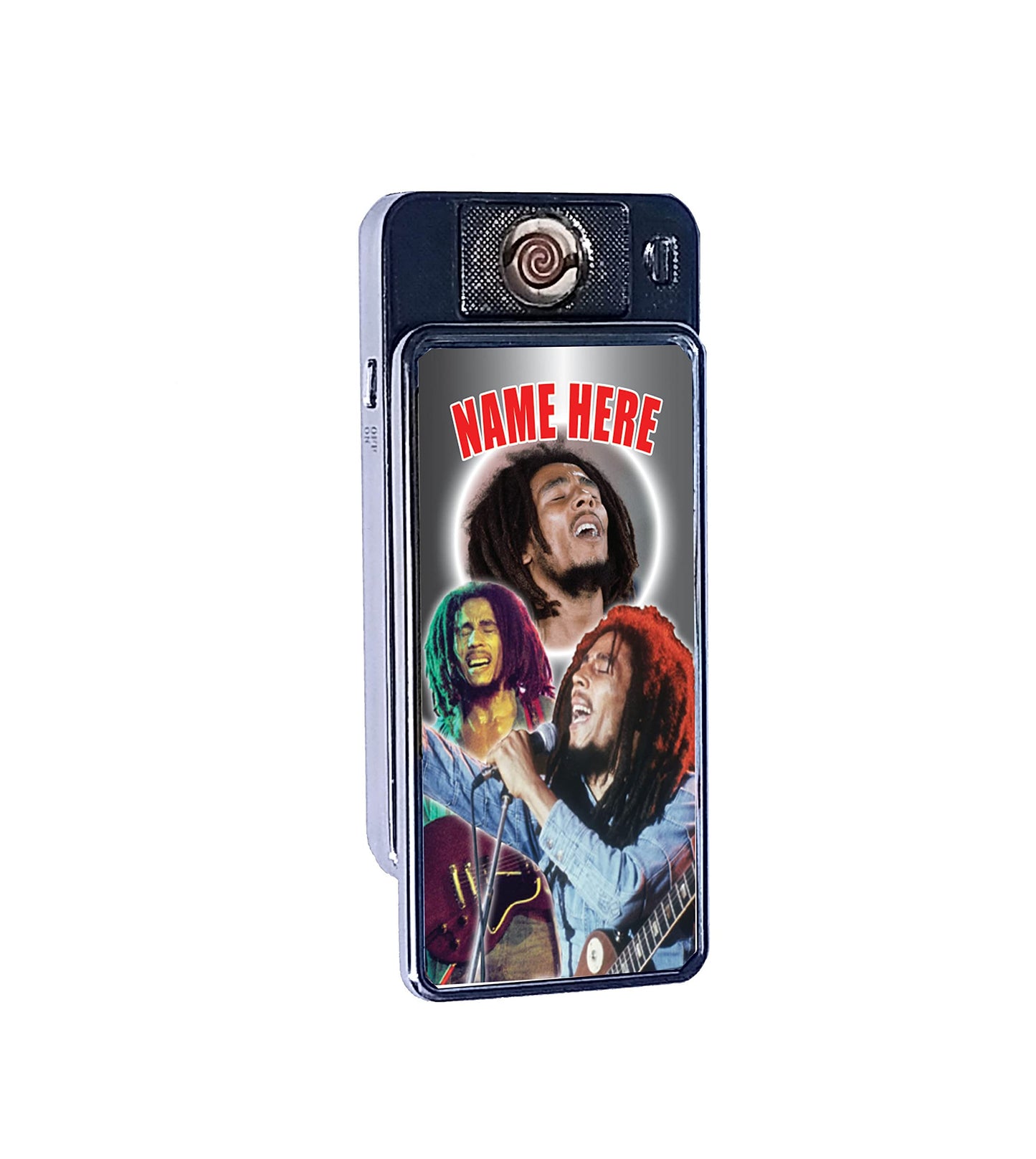 Bob M Personalised Icon Rechargeable Gift Boxed Silver Metal USB Lighter