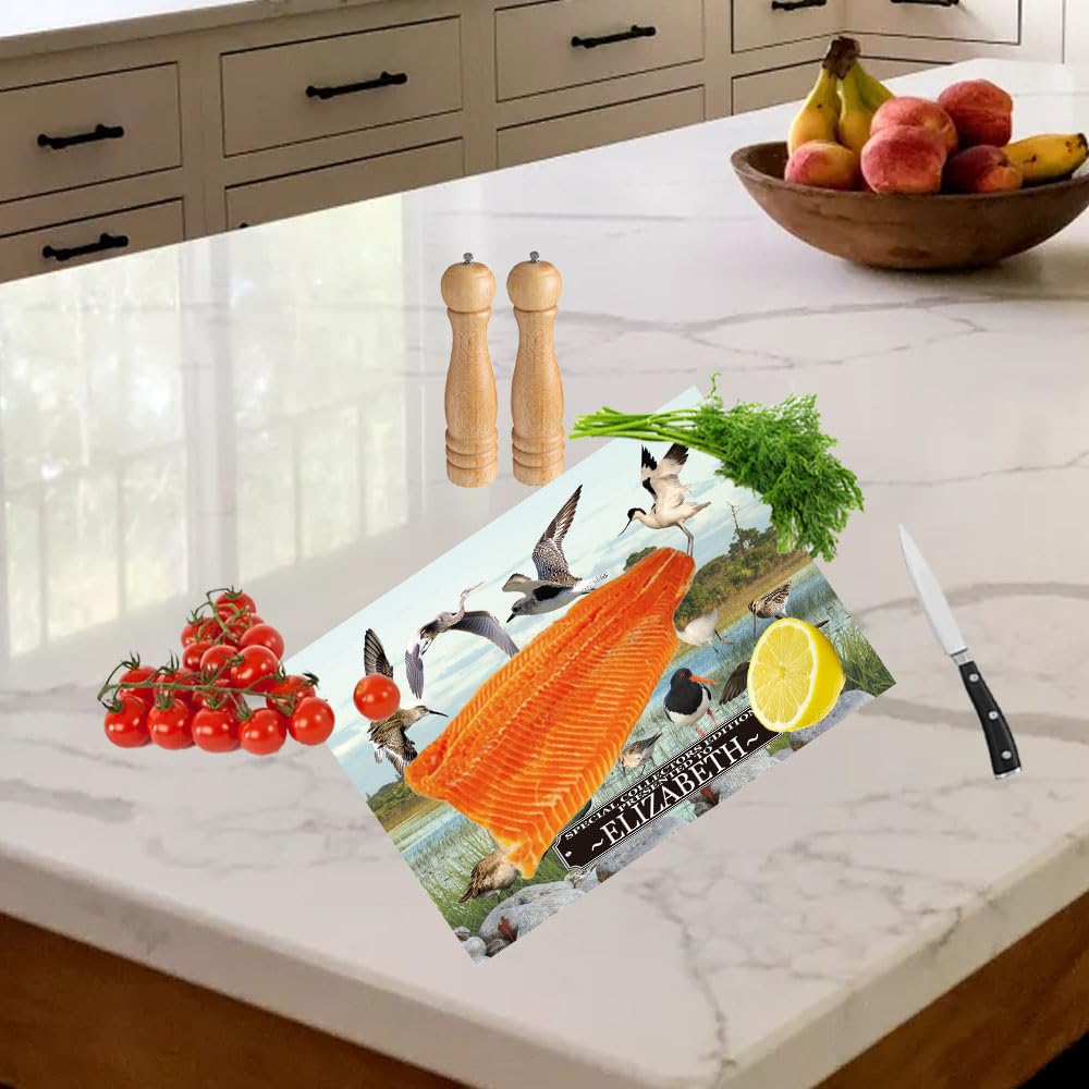 Personalised British Wetland Bird Ornithophile, Birder Wall Toughened Glass Heat Resistant Worktop Saver Cutting and Chopping Board Gift