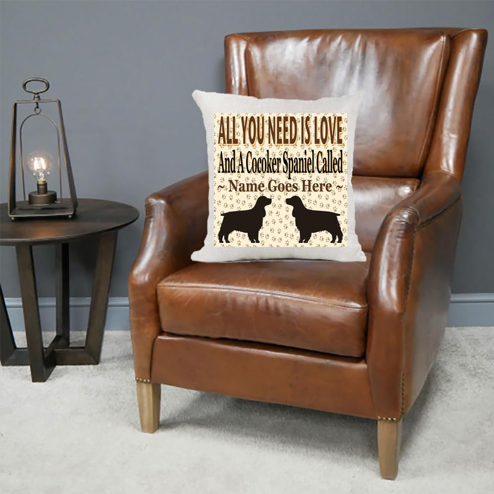 All You Need Is Love And A Cocker Spaniel Personalised Country Canvas Style Cushion Cover Gift