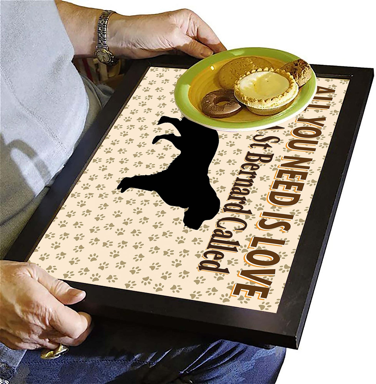 All You Need Is Love and a St Bernard Personalised Dog Breed Cushion Lap Tray Bean Bag Gift