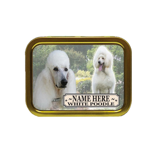 White Poodle Dog Breed Personalised Tobacco Tin & Products Gift Set