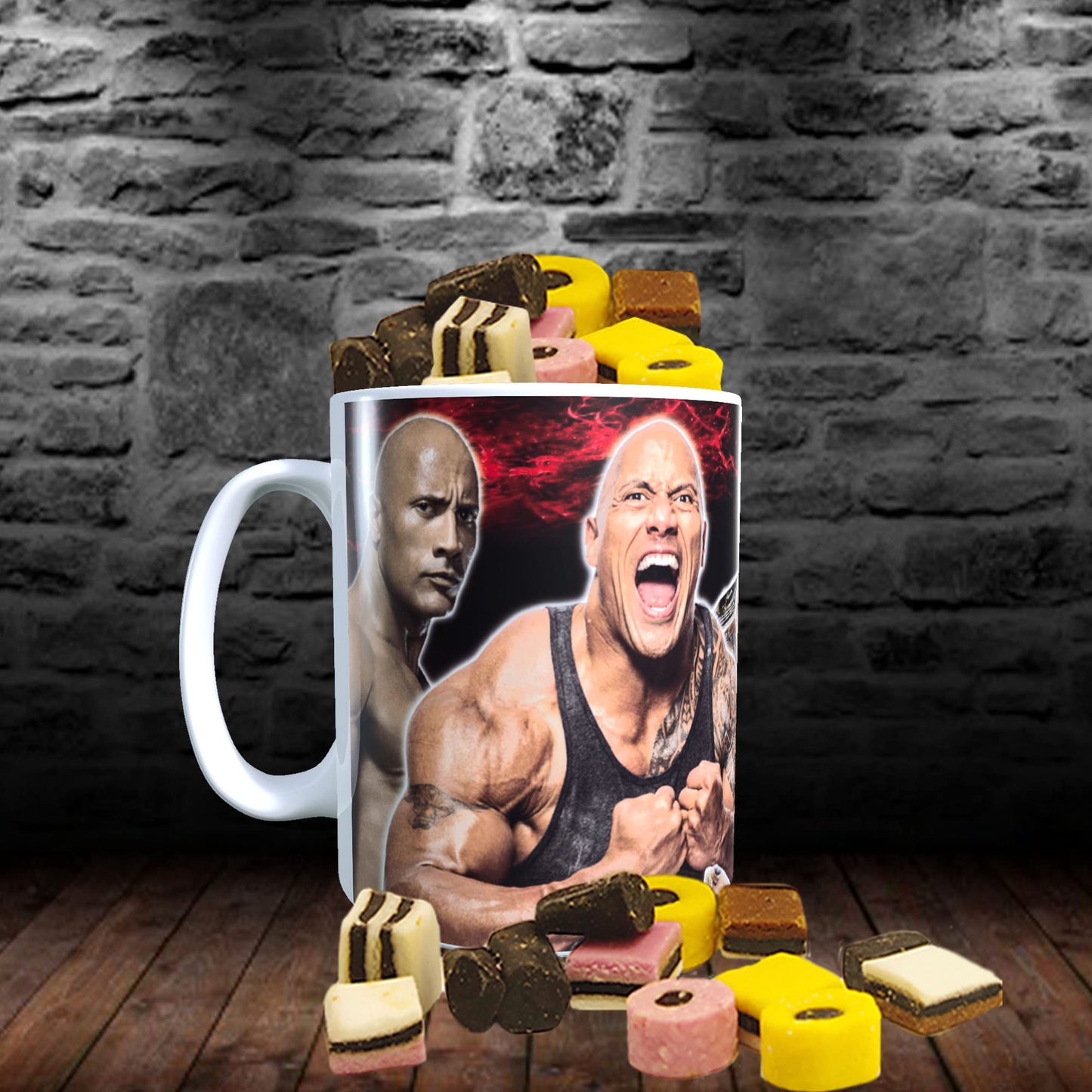 Dwayne Johnson Celebrity Icon Mug with Choice of Sweets Gift
