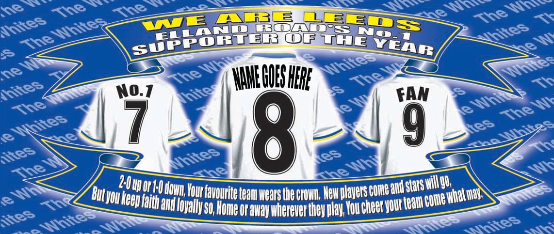 Leeds Personalised Football Shirt Silver Aluminium Two Lid Unisex Water Bottle Gift